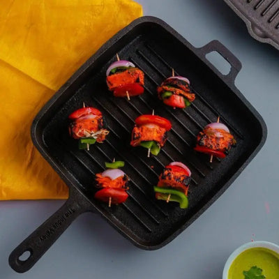 CASTrong Cast Iron Grill Pan, Pre-seasoned, 100% Pure, Toxin-free, Induction, 25.5cm, 3.4kg