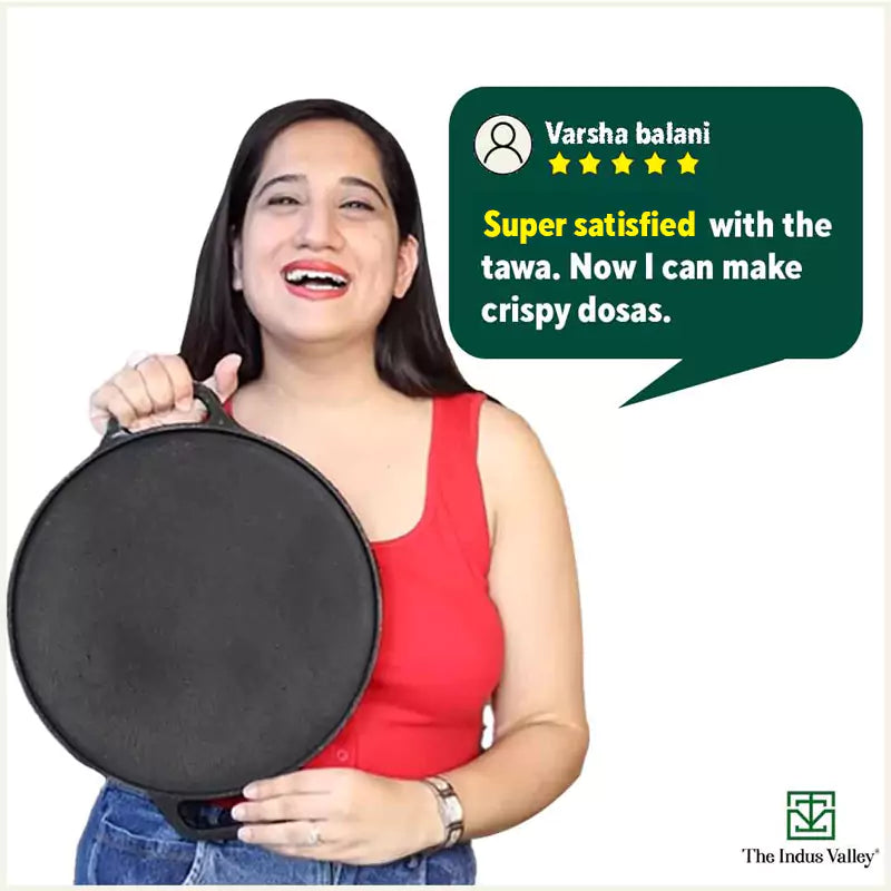 CASTrong Cast Iron Roti/Dosa Tawa, Pre-seasoned, Nonstick, 100% Pure, Toxin-free, Gas & Induction, Free ₹110 Spatula, 30.2cm, 2.4kg