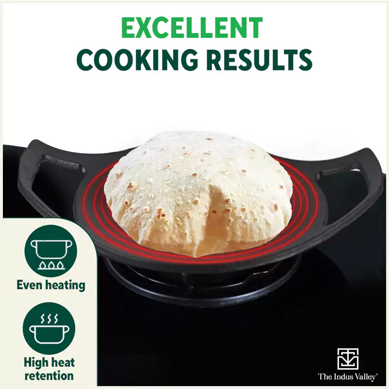 CASTrong Cast Iron Tawa,Pre-seasoned, Nonstick, 100% Pure, Toxin-free, Induction, 23.8cm, 1.4kg