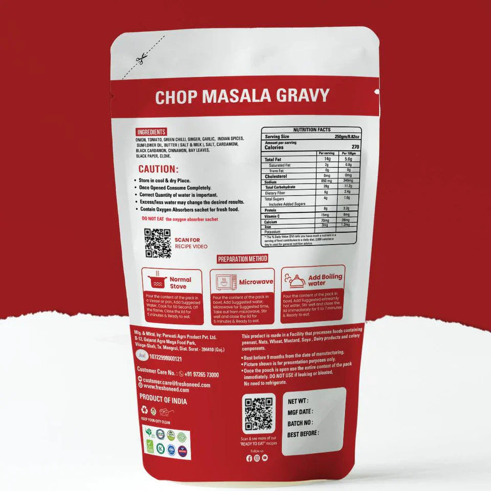 Fresh O Need Chop Masala Gravy - Ready To Eat 250 gms