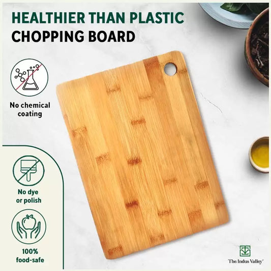 100% Natural Bamboo Wood Chopping/Cutting Board, Toxin-free, No Dye/Polish, Strong,Scratch Resistant 32cm in Length /21.7cm in Width