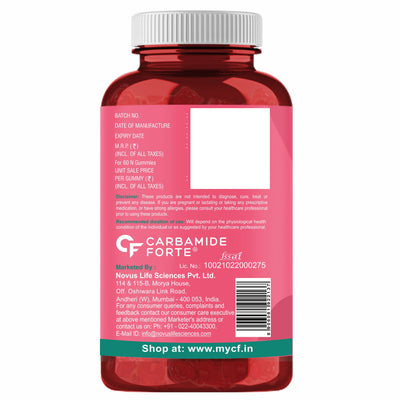 Carbamide Forte Veg Collagen Support Gummies, 60 Gummies | Collagen Supplements for Women & Men for Skin & Hair - Mango Flavour, 250 Grams, 60 Servings