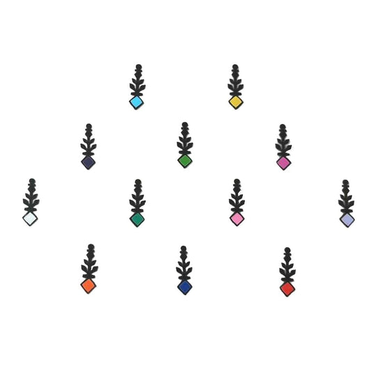 Comet Busters Traditional Black Bindi with Multicolor Squares (BIN412)