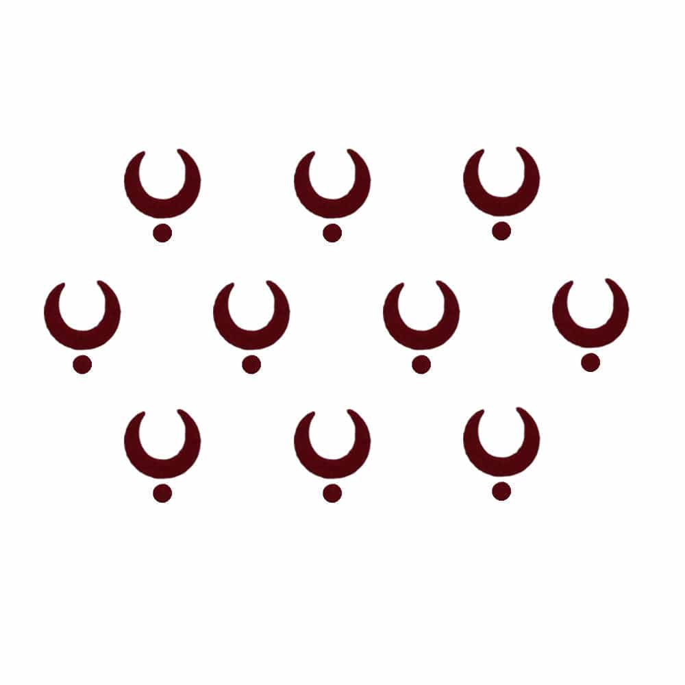 Comet Busters Traditional Maroon Moon Bindis With Maroon Dot (8mm) (BIN1151)