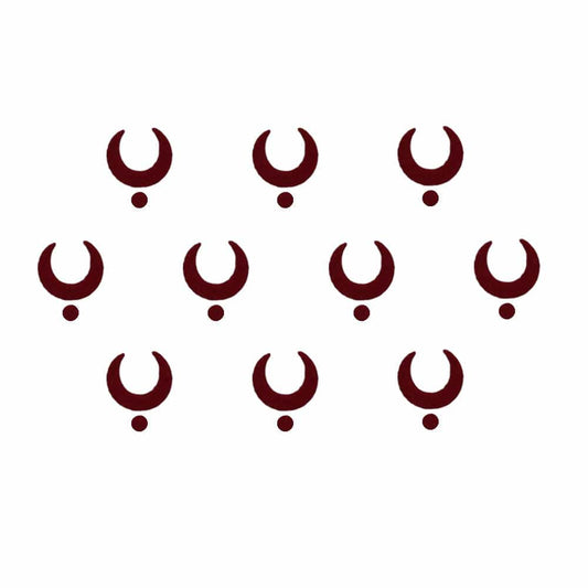 Comet Busters Traditional Maroon Moon Bindis With Maroon Dot (8mm) (BIN1151)