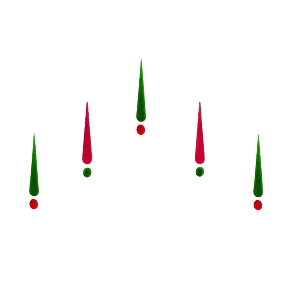 Comet Busters Traditional Red and Green Long Bindis (25 mm) (BIN493)