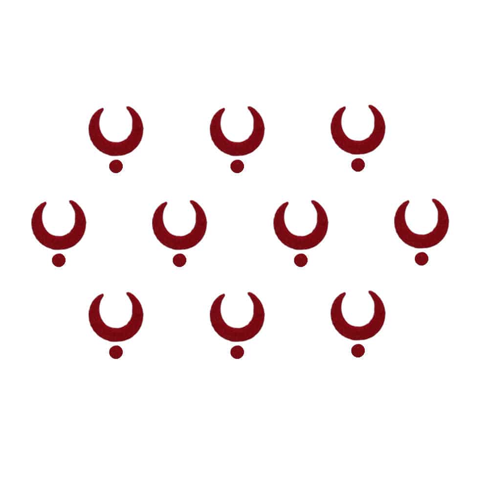 Comet Busters Traditional Red Moon Bindis With Red Dot (8mm) (BIN1150)