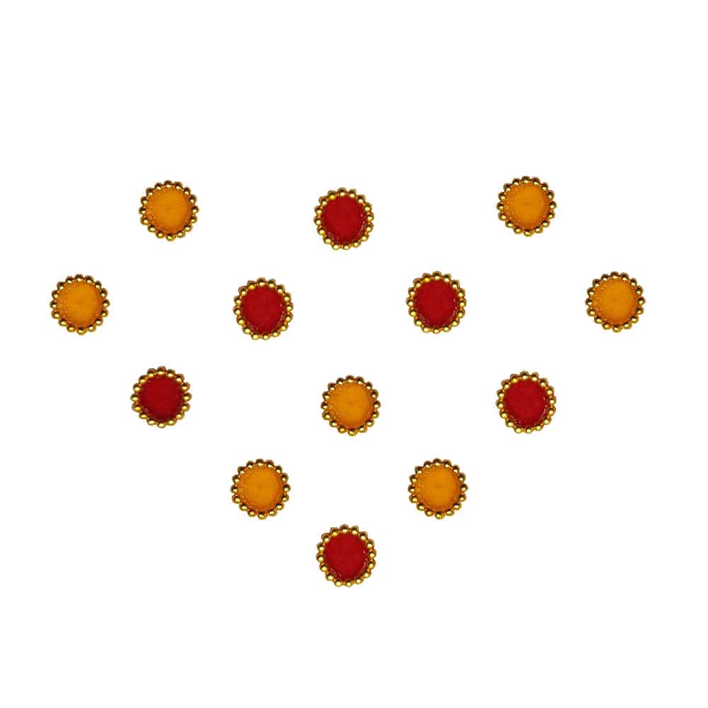 Comet Busters Traditional Small Round Red Yellow Bindi (5 mm) (BIN254)