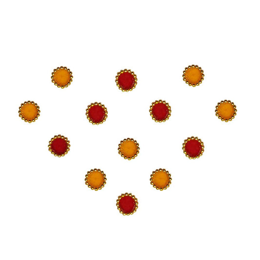 Comet Busters Traditional Small Round Red Yellow Bindi (5 mm) (BIN254)
