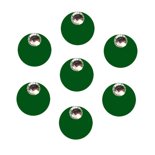Comet Busters Velvet Dark Green Round Bindi With Diamond Dot (9mm) (BIN1754)