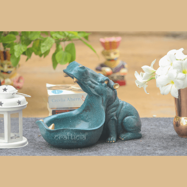 Resin Big Mouth Hippopotamus Showpiece