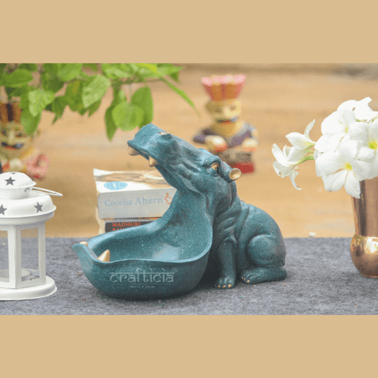 Resin Big Mouth Hippopotamus Showpiece