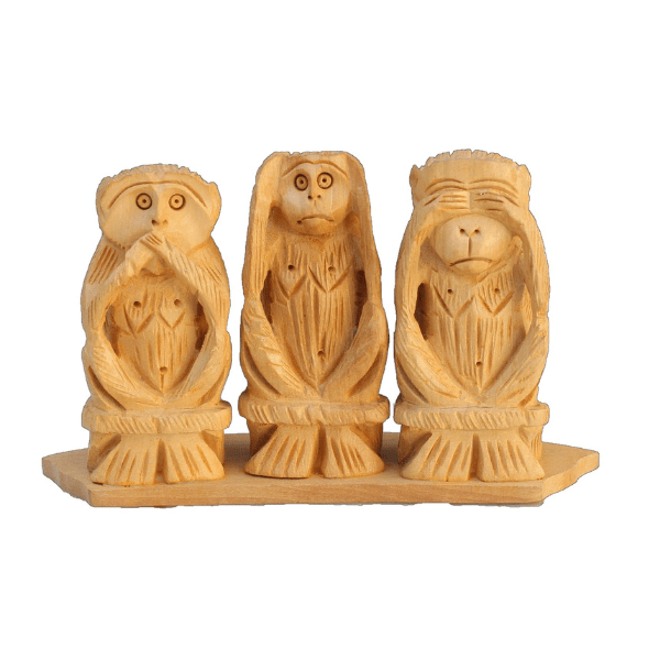 Miniature Gandhiji's Monkey Set of 3 Hand Carved Showpiece