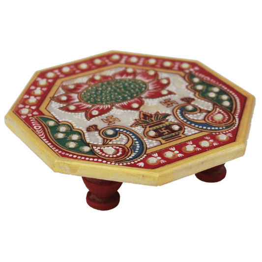 Crafticia Marble Octagonal Chowki For Home Decor
