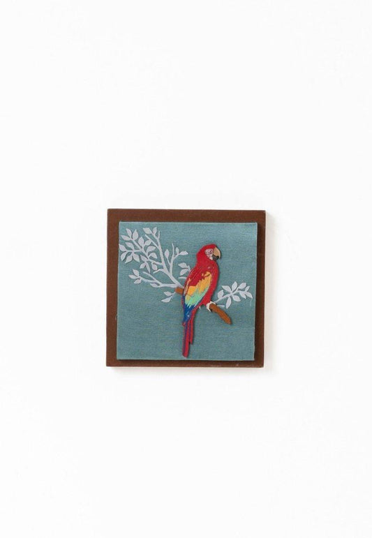 Blue Colour Hand-Painted Parrot Wall Frame - Aluminum Cutout