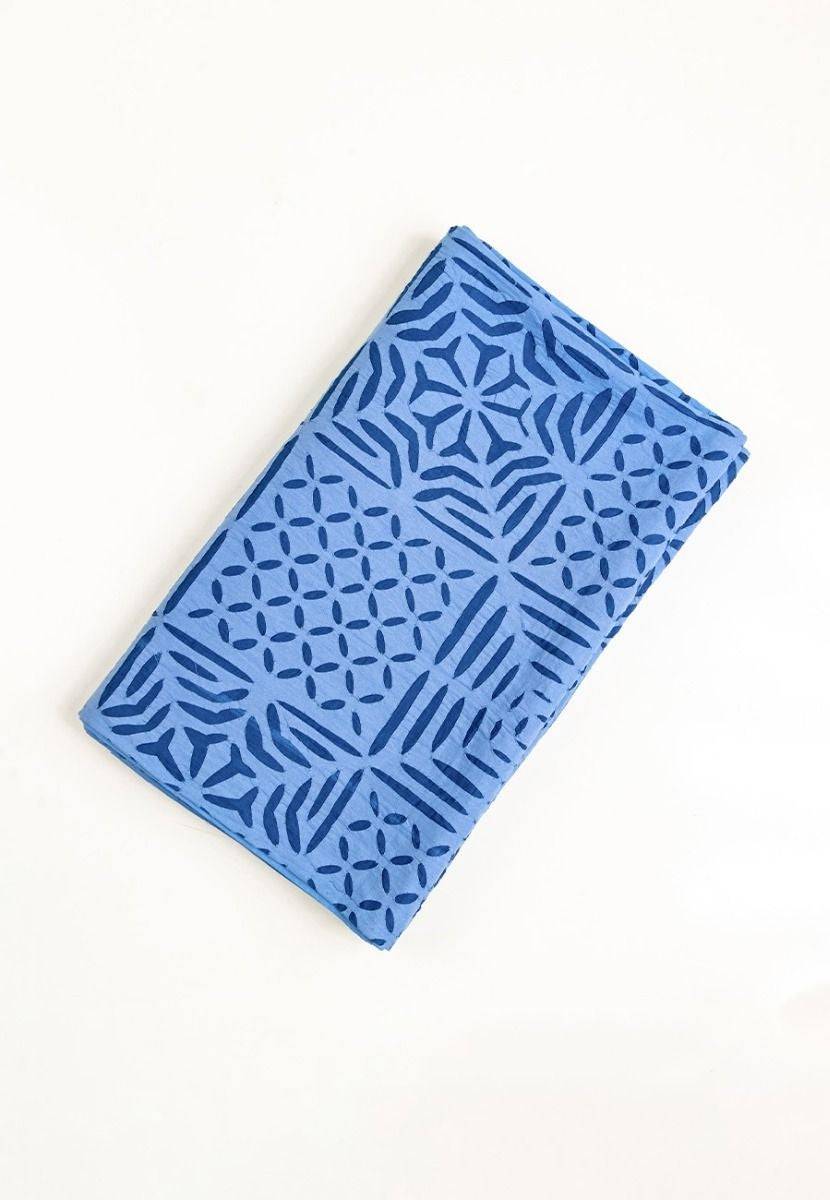Blue Hand-Woven Cotton Bedsheet
