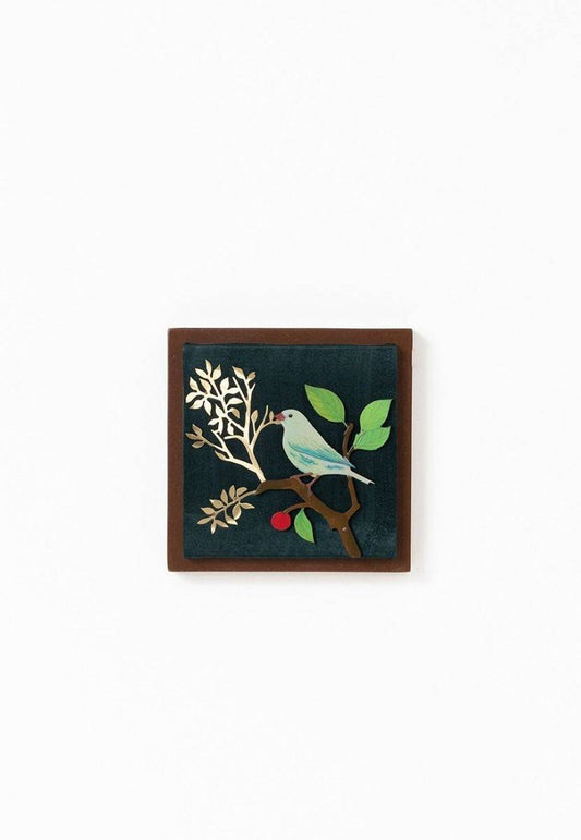 Bottle Green Canary Bird Wall Frame - Brass Cutout