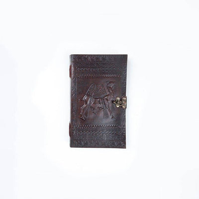 Brown Leather Camel Motif Embossed Diary