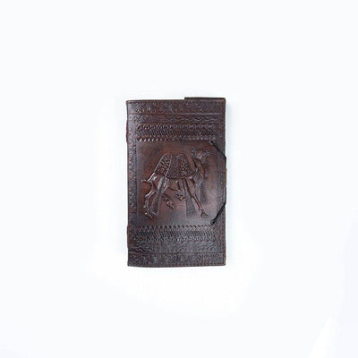 Brown Leather Camel Motif Embossed Diary