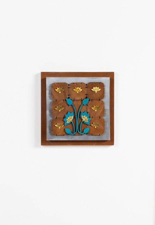 Flower Composition in a Wooden Block