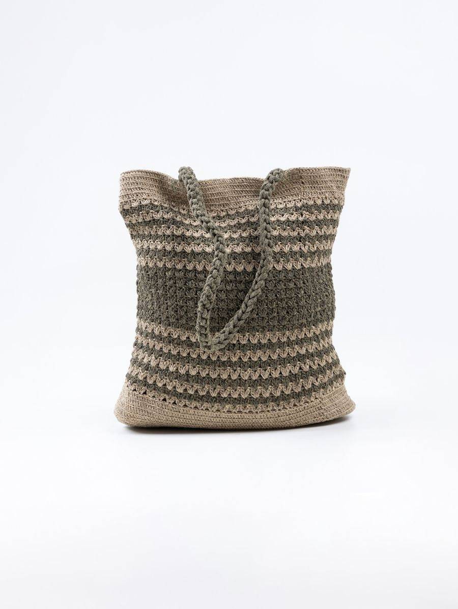 Khaki Jute Yarn Crochet Tote Bag