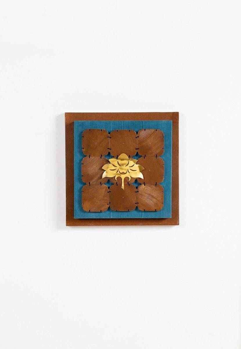 Lotus Composition in a Wooden Block