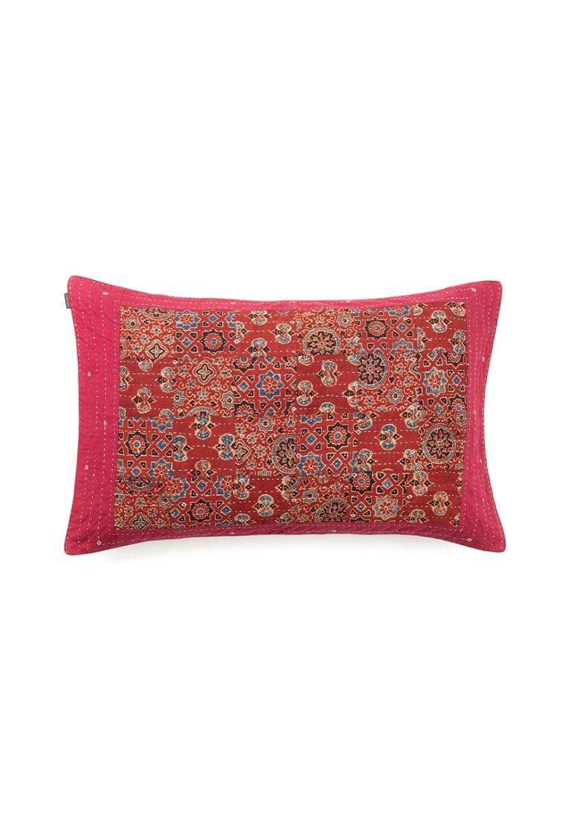 Maroon Hand-Woven Cotton Pillow Cover