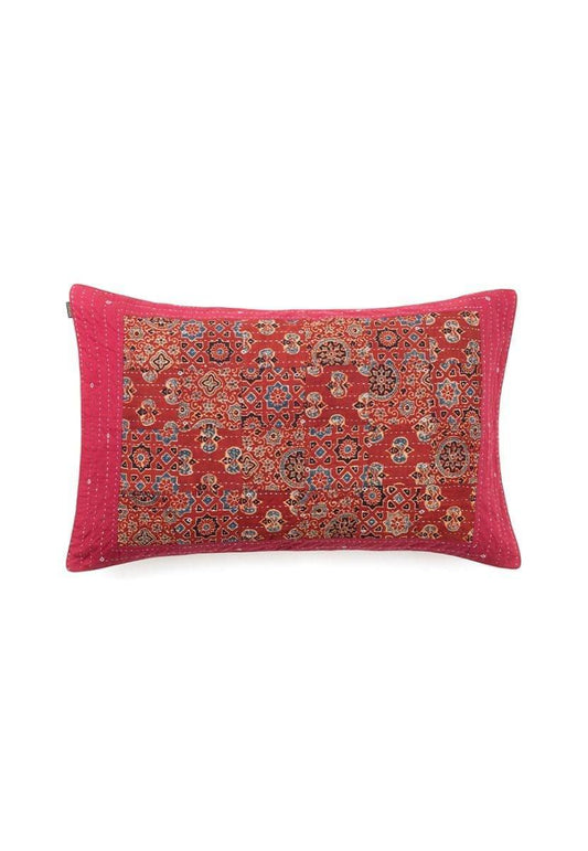 Maroon Hand-Woven Cotton Pillow Cover