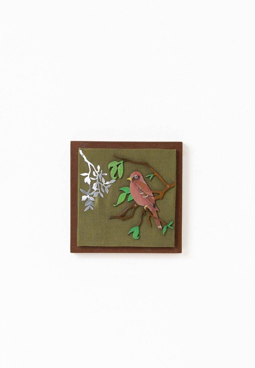 Mashru Wall Frame with Hand-Painted Bourke's Parrot - Aluminum Cutout