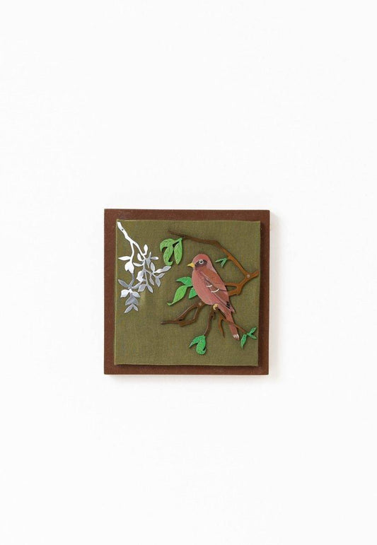 Mashru Wall Frame with Hand-Painted Bourke's Parrot - Aluminum Cutout