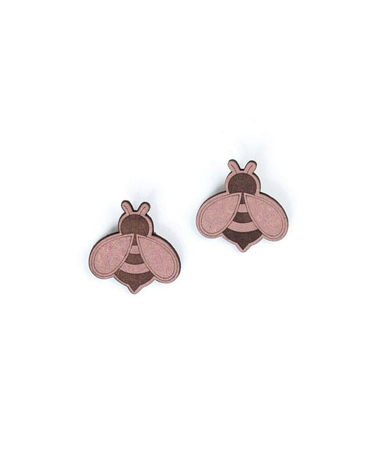 Natural MDF Honey Bee Brooch (Set of 2)