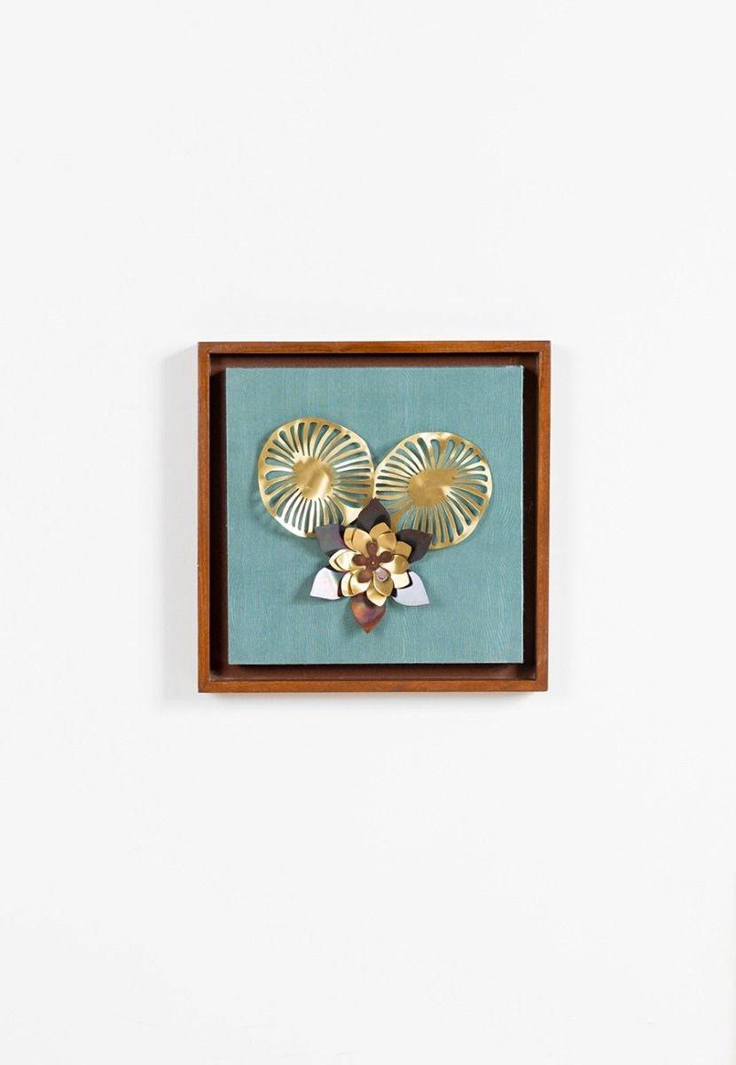 Wall Frame with Two Leaves and Flower Composition
