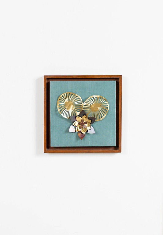 Wall Frame with Two Leaves and Flower Composition