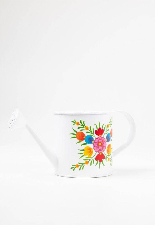 White Handpainted Aluminium Casted Plant Watering Can