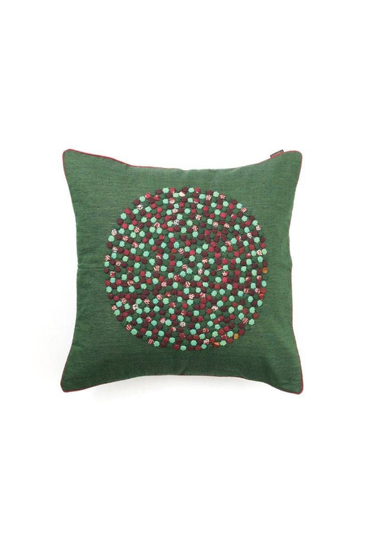 Bottle Green Hand-Woven Cushion Cover