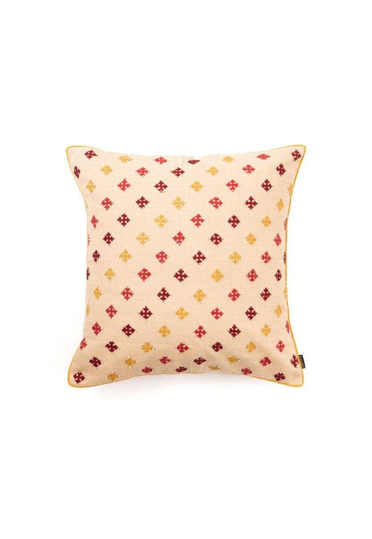 Cream Hand-Woven Cotton Cushion Cover