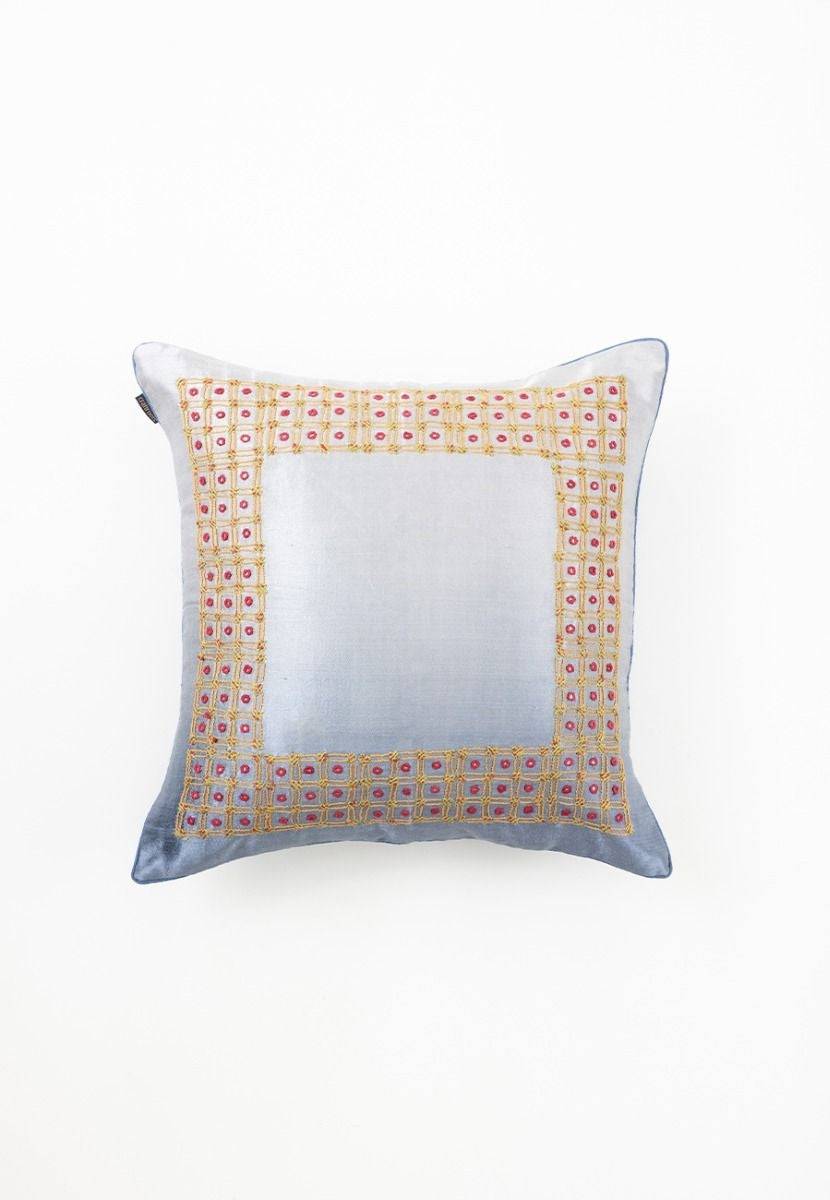 Gray and Blue Ombre Hand-Woven Cushion Cover