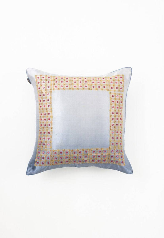 Gray and Blue Ombre Hand-Woven Cushion Cover