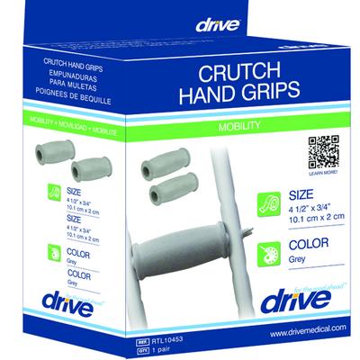 Drive Medical Gray Crutch Hand Grips, Closed-Style, Pair