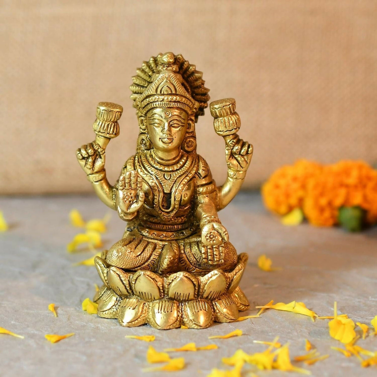 Collectible India Brass Lakshmi Goddess Statue