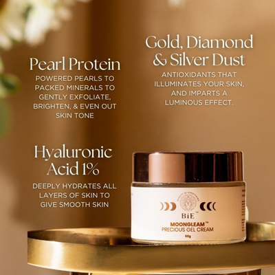 BiE Moongleam Precious Gel Cream+Primer With Gold, Silver & Diamond Dust