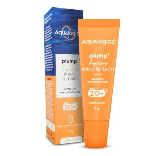 Aqualogica Coral Slush Plump+ Luscious Tinted Lip Balm with Mango and Hyaluronic Acid, SPF 20+