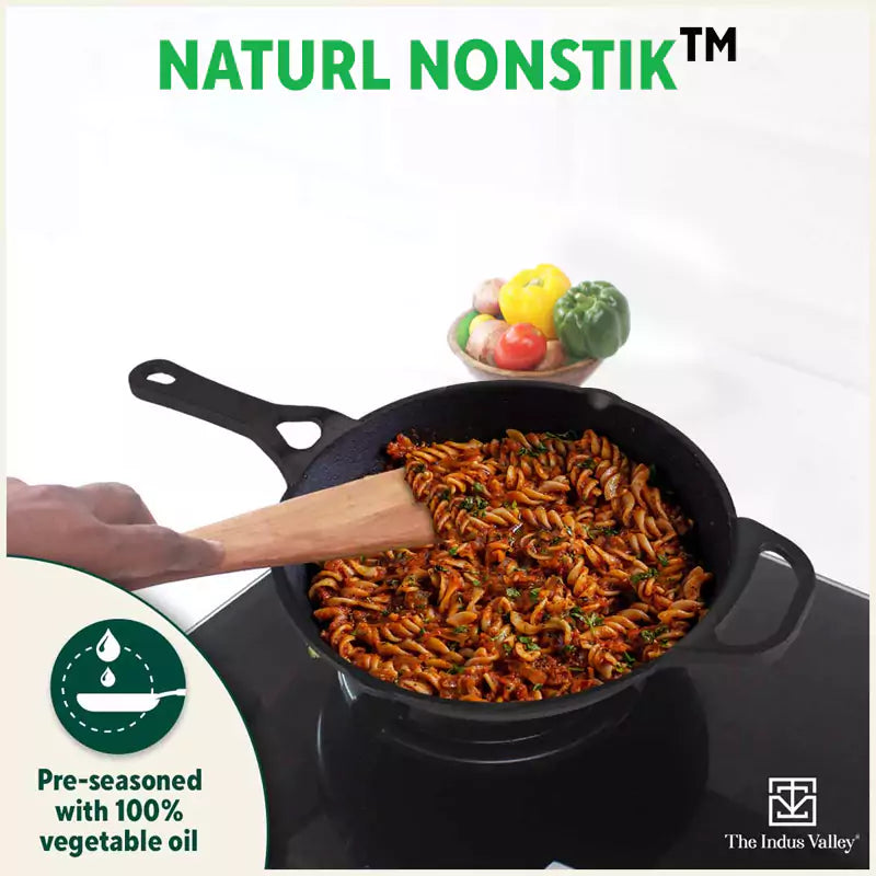 CASTrong Cast Iron Fry Pan/Skillet, Pre-seasoned, Nonstick, 100% Pure, Toxin-free, Induction, 26.2cm, 1.8L, 2.3kg