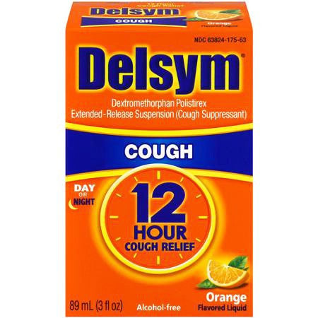 Delsym Adult 12-Hour Liquid Cough Suppressant, Orange 3 oz