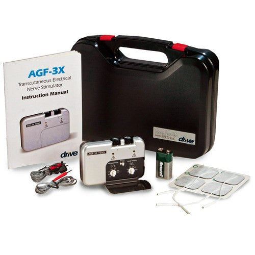 Deluxe Dual Channel TENS Unit Horizontal Design with Electrodes & Carry Case