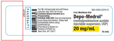 Depo-Medrol Injection Methylprednisolone Acetate 100 mg/5 mL (20 mg/mL) Multiple Dose Vials 5 mL (Rx)