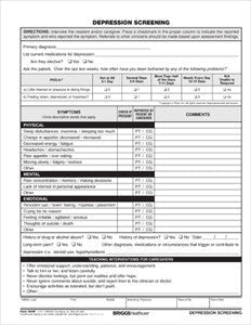 Patient Depression Screening Form 1894P (50/Pack)