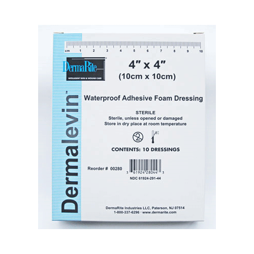 Dermalevin Adhesive 6 x 6 Foam Dressings 10/Box