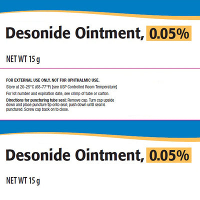 Desonide Ointment 0.05% for Eczema, Dermatitis and Skin Rash Relief 15 Gram (Rx)