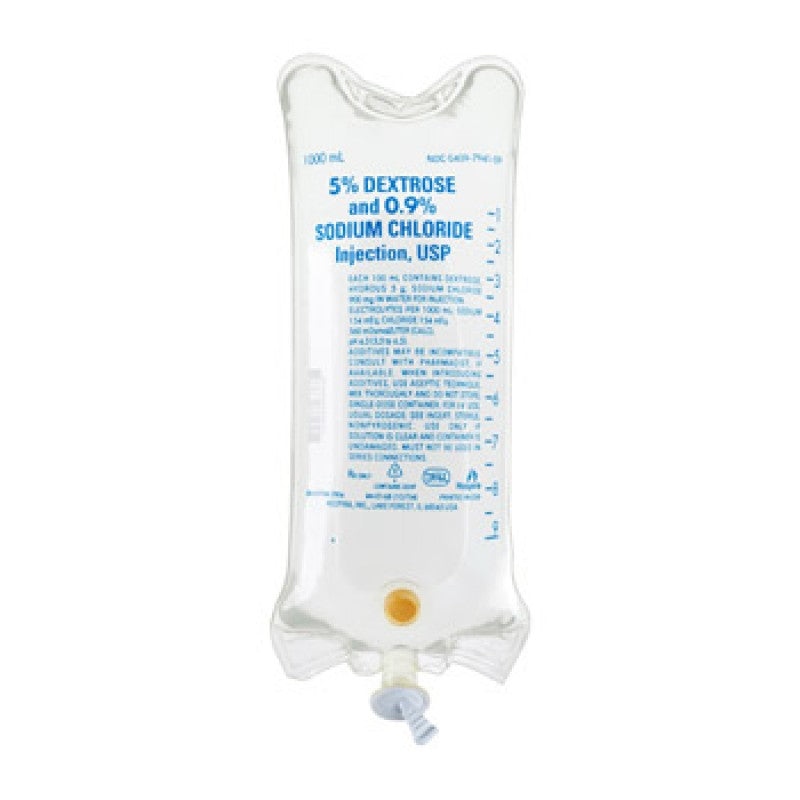 IV Bag Dextrose 5% and 0.9% Sodium Chloride IV Solution, 1000 mL Bag (Rx)